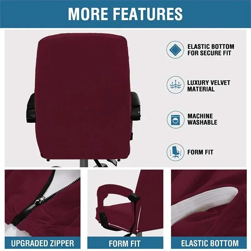 Thicken Office Boss Chair Furniture Cover Elastic Boss Swivel Chair Cover Elasticized Gaming Dining Chair Cover With Armrest Gloves 3Pcs/Set Velvet