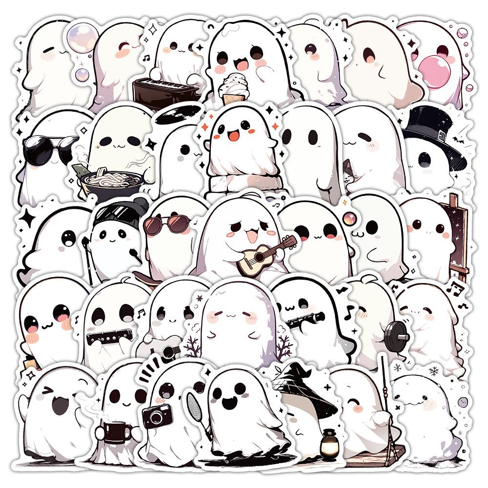 1054Pcs Cartoon Cute Ghost Funny Meme Sticker Halloween Creative Decoration Doodle Diy Skateboard Helmet Laptop Decal Kids Toy