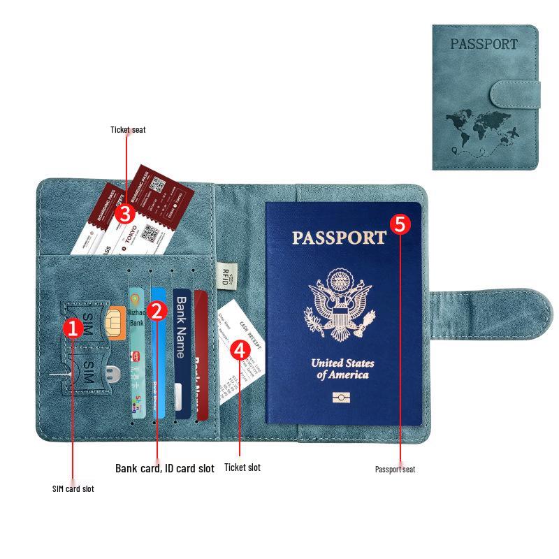 Customizable PU Leather Anti-Magnetic Passport Holder with Magnetic Buckle and Enterprise Logo