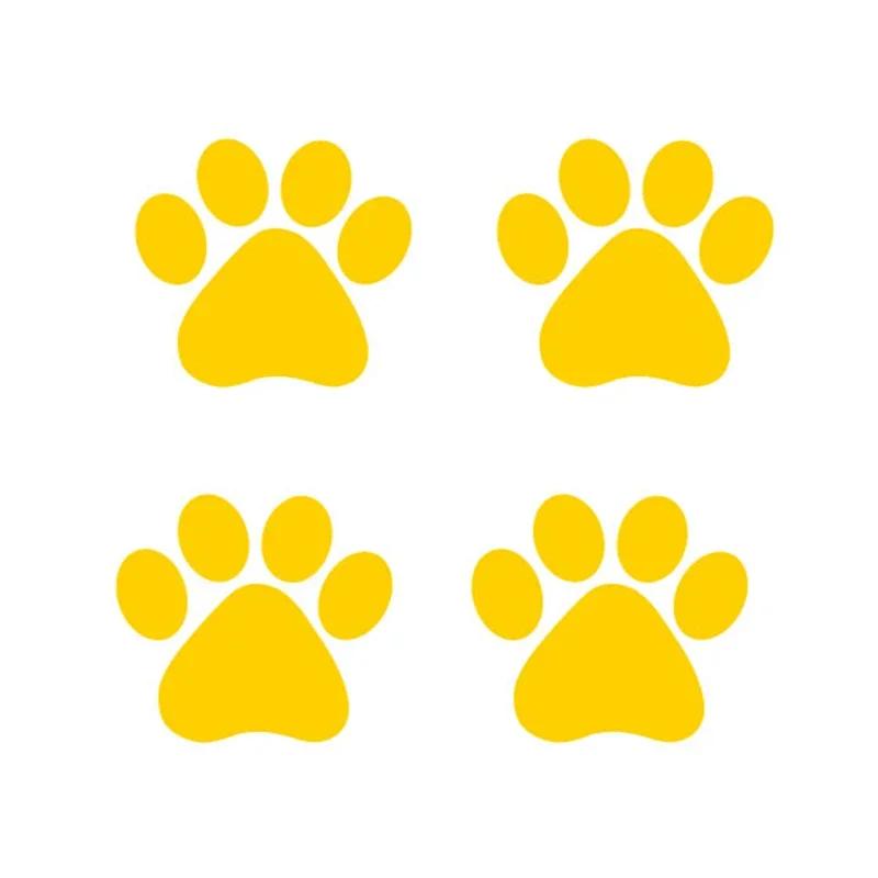 

4 шт. Наклейки и переводные картинки для экстерьера автомобиля, милые узоры с животными, отпечатки собачьих лап, наклейки с отпечатками ног, декоративные аксессуары для экстерьера жёлтый