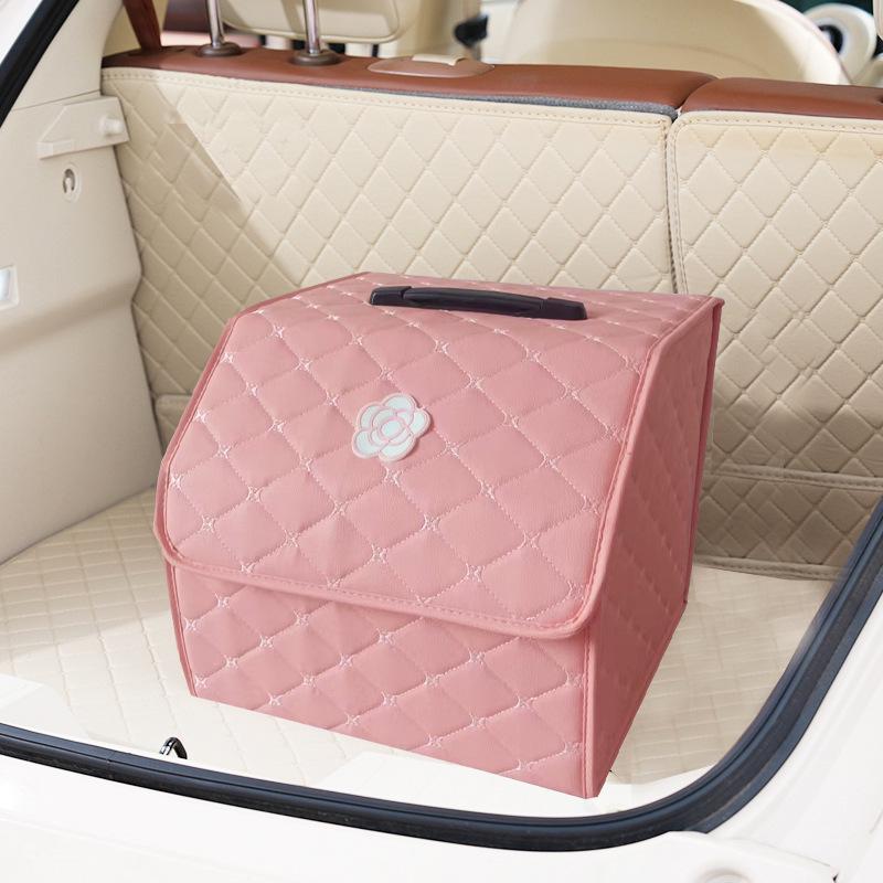 Pink Folding Car Trunk Organizer - Multifunctional Storage Box for Car Supplies