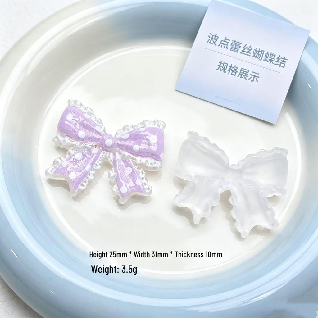 Translucent Polka Dot Bow Tie Resin Hair Clip & Phone Case Ornament