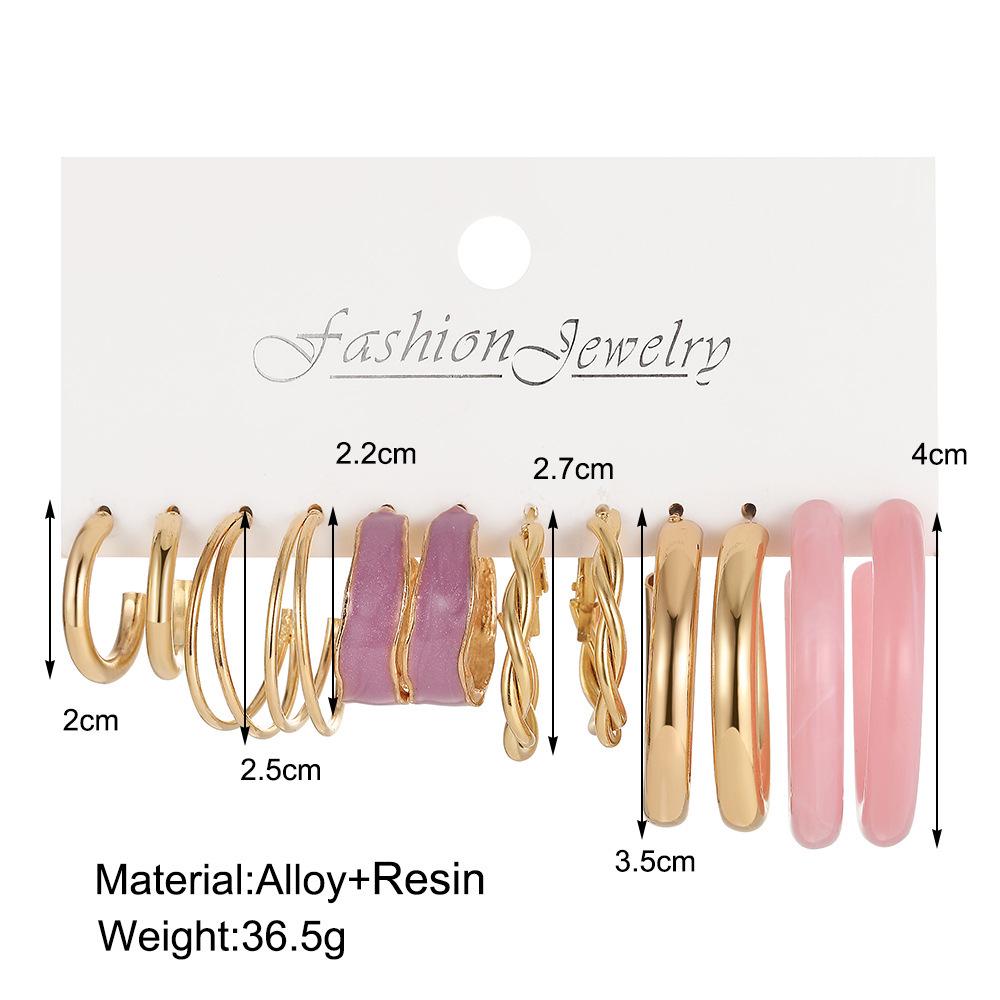 Cute Pink Acrylic Earring Set: 6 Fashionable Designs for Women