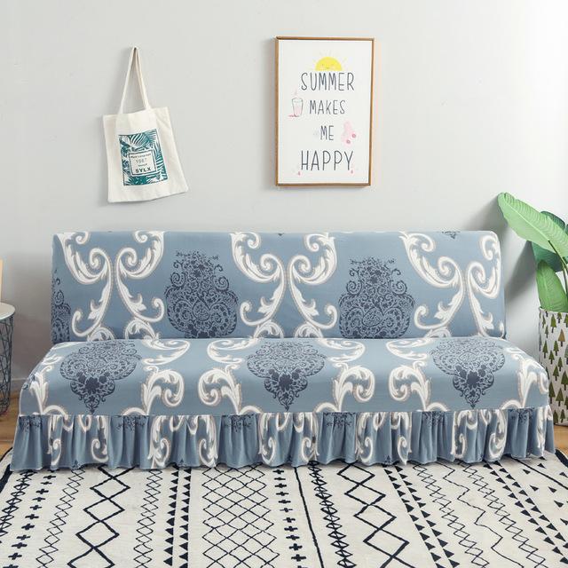 Moderne Blumenserie Sofabezug mit Rockkante für Klappsofabezug ohne Armlehne All-inclusive Elastischer Überwurfschutz