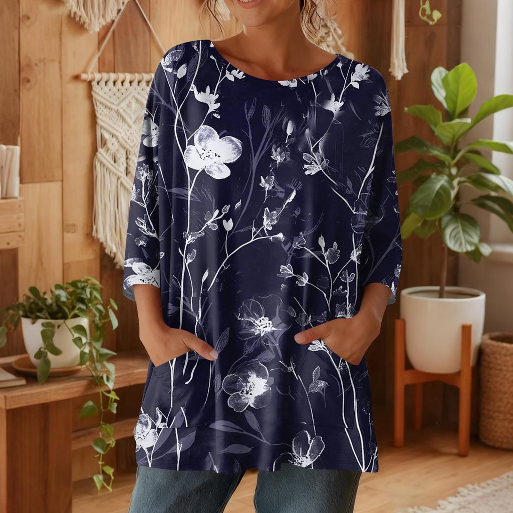 Damen 3/4-Ärmel Shirts Grafik-T-Shirts Shirts Lässige Basic-Tops Pullover