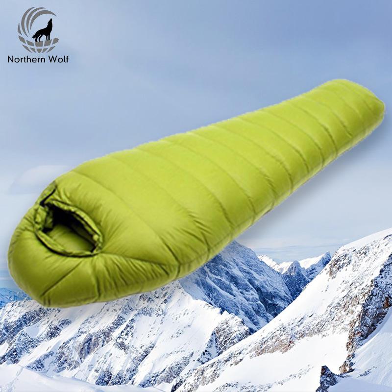 

Customizable Mummy Down Sleeping Bag for Cold Weather Camping 400g жёлтый/зелёный