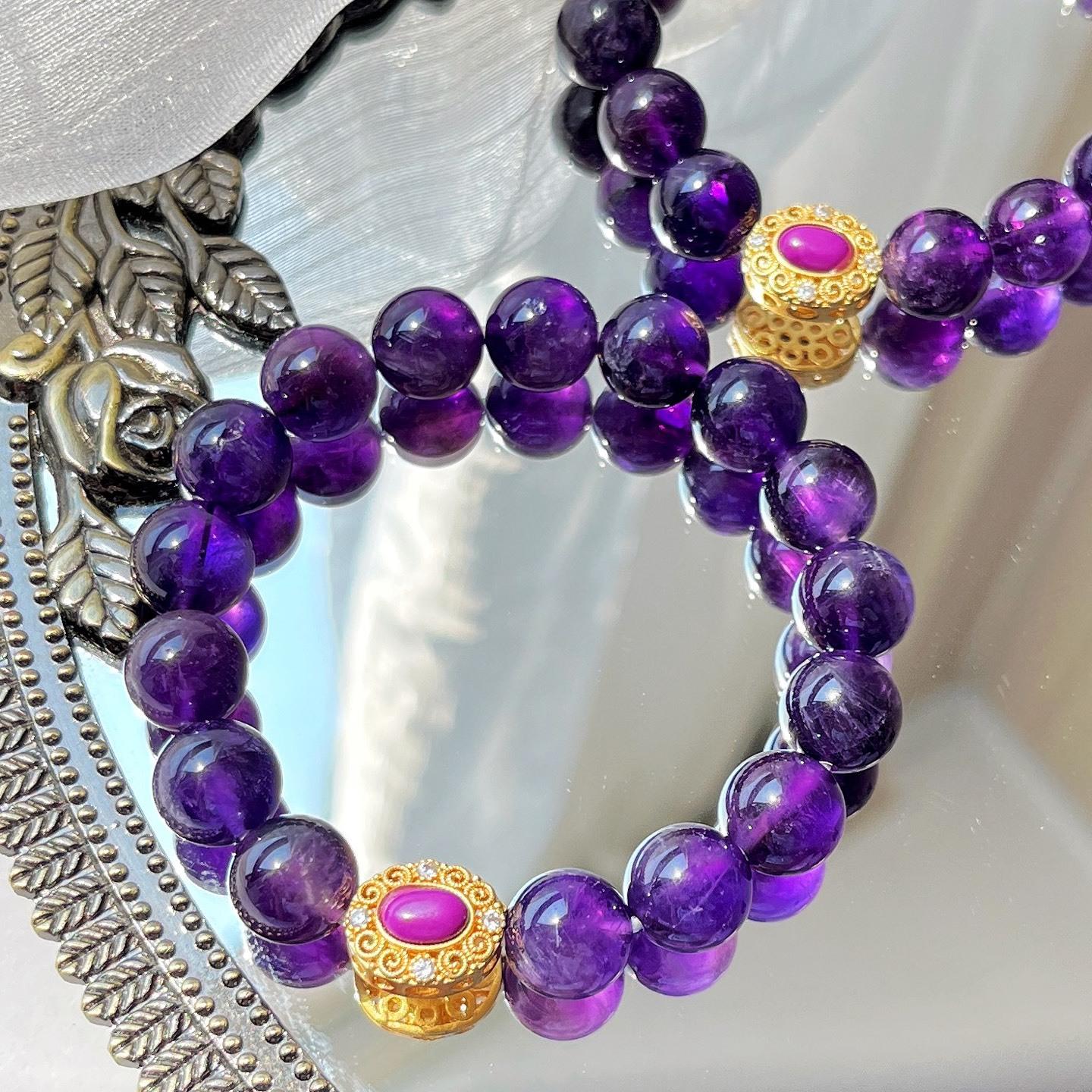Noble Dark Night Grape Black Purple 10Mm Natural Amethyst Bracelet Bracelet