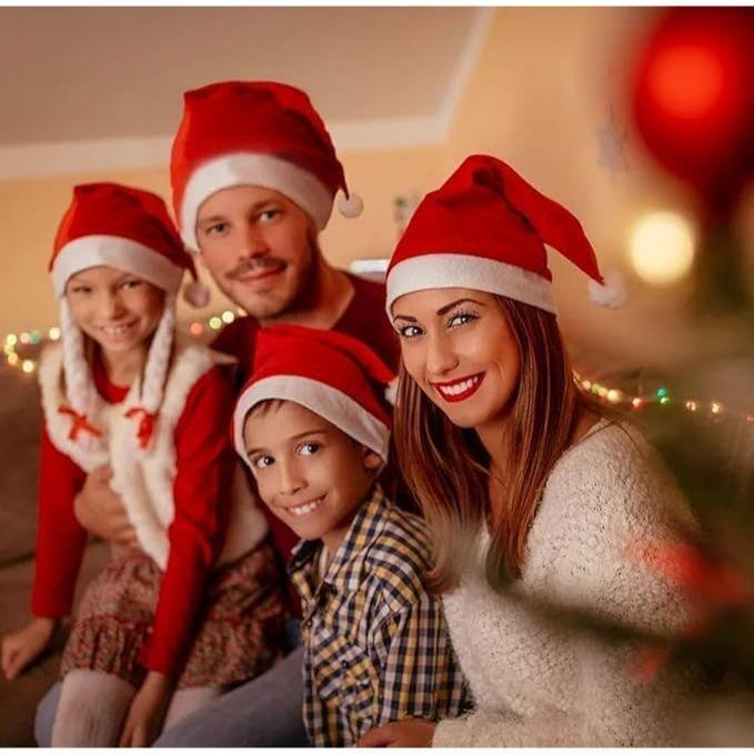 Classic Santa Cap, Unisex Christmas Cap for Adults and Kids, Comfortable Soft Red and White Hat, Free Size, Holiday Party Decorations