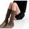 3 Pairs Women Retro Slouch Knee High Socks Vintage Hollow Out Lace Knit Long Stockings