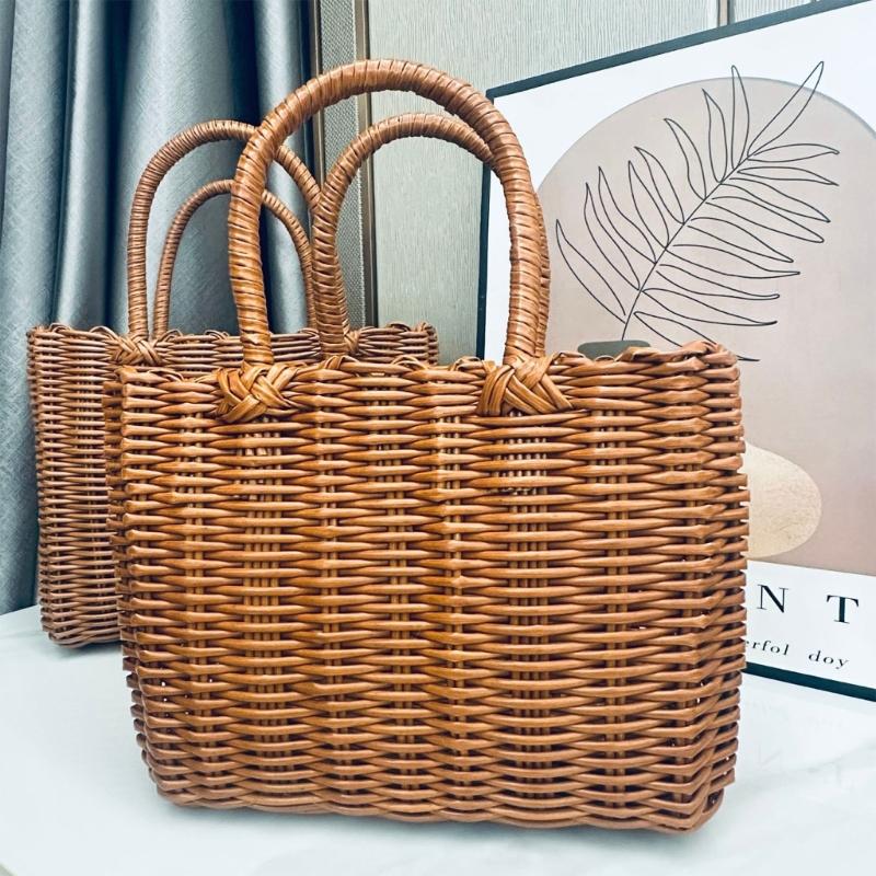 Wear Resistant PVC Woven Picnic Basket For Camping Outdoor Gatherings And Beach Parties With Large Capacity