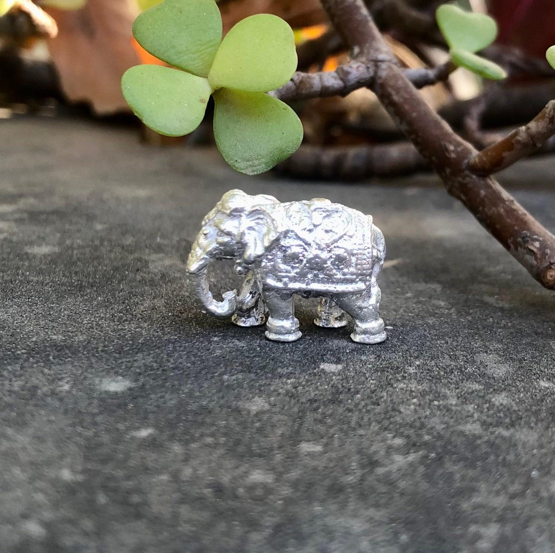 2 Pc X 999 Pure Silver Hindu Religious Elephant Idol Statue 10.2 gm Temple Pooja Solid Silver collectibles Hathi Trunk Down, Rahu Remedy One Size