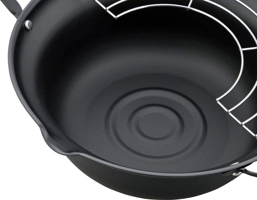 Wahei Freiz 24cm Iron Tempura Pot with IH and Gas for Deep Frying Tempura with Less Double Made in Steps, Compatible, Oil, Handles, Japan, AR-6291