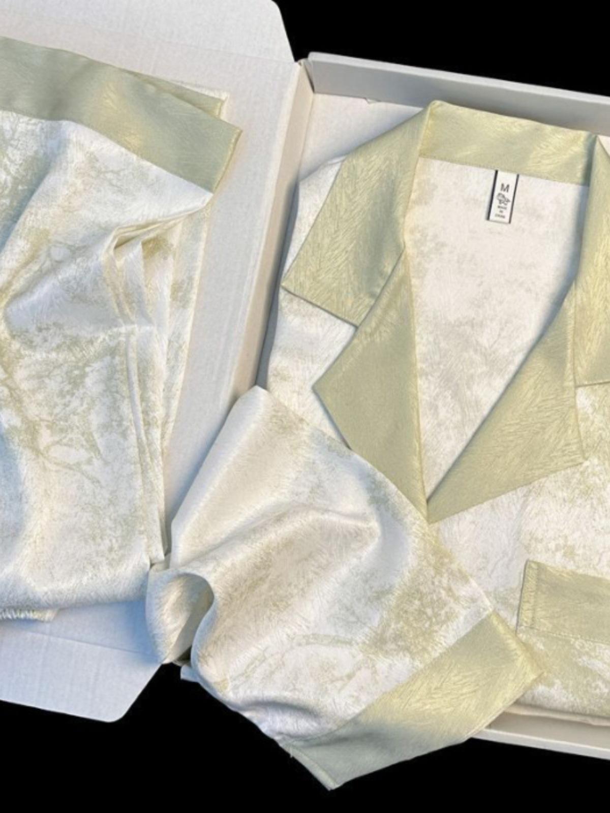 

2025 Women s Ice Silk Long Sleeve Two-Piece Set for Spring & Autumn 2XL 64-73kg
