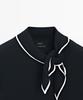 Masimodutti 100% Cotton Knit Sweater With Scarf Detail