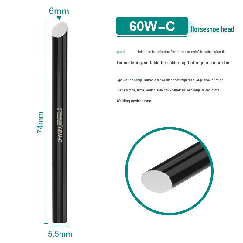 Electronic Welding 30W/40W/60W Pointed & Horseshoe Black Diamond Soldering Iron Tip