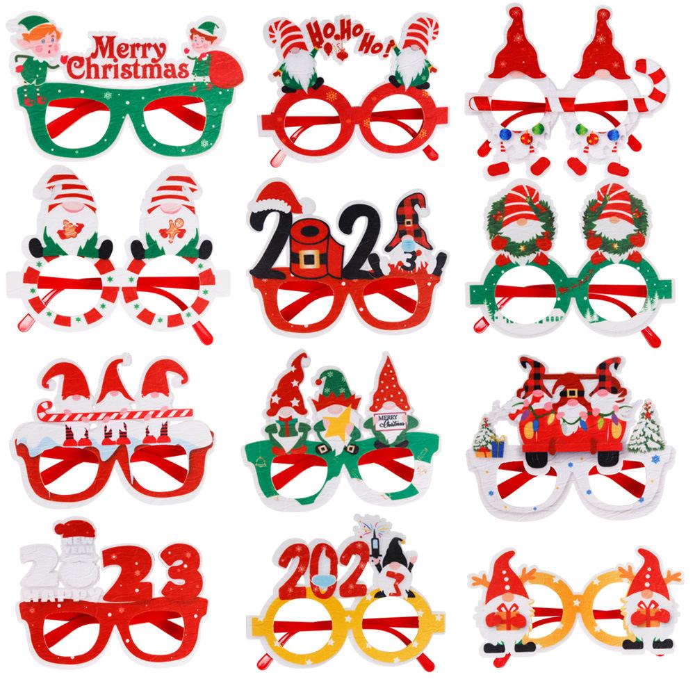 2023 Santa Snowman Glasses Christmas Decorations Christmas Glasses Frame Adult Kids Gift Christmas Xmas Decor New Year Noel