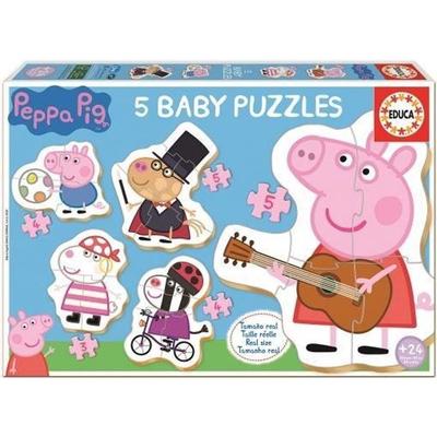 EDUCA - Progresivní puzzle Prasátko Peppa - 5 puzzle po 3 až 5 dílcích