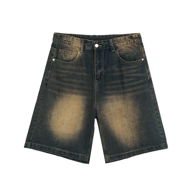JYL Men's Denim Shorts American Washed Slim Straight  Summer Denim