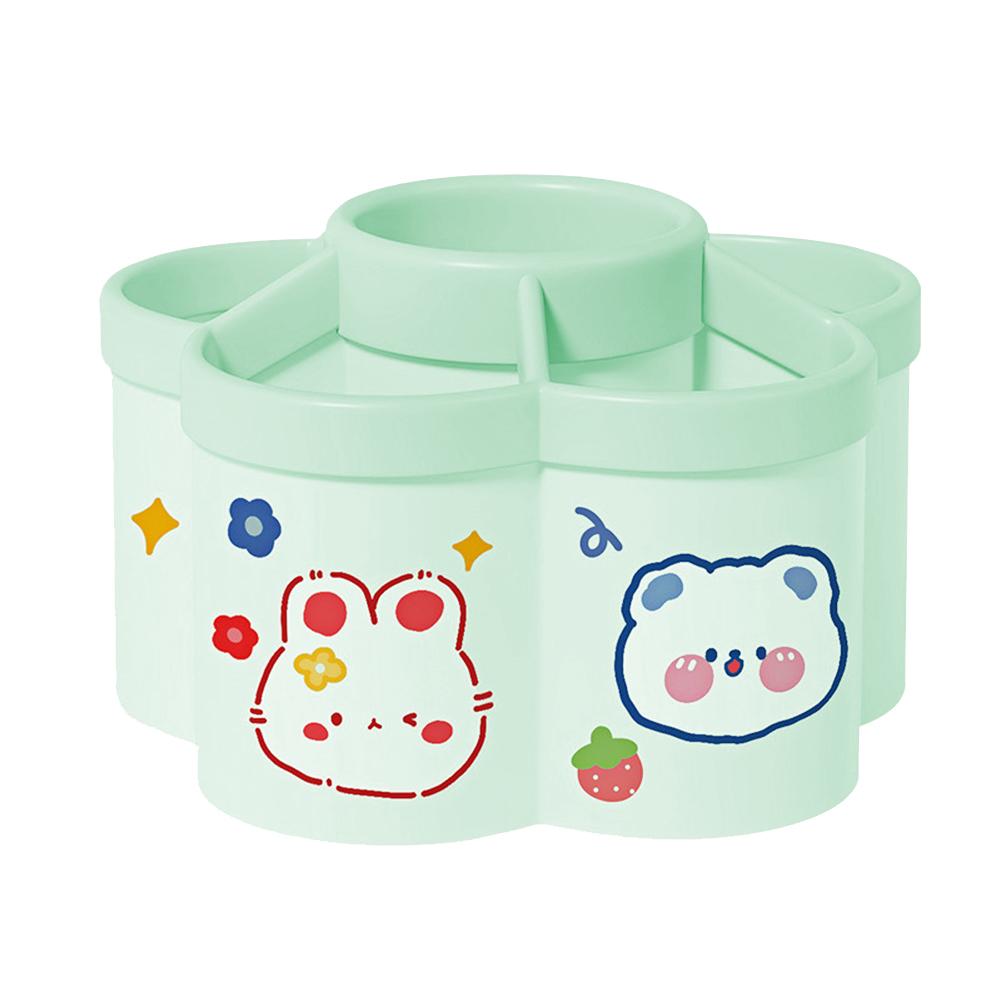 Cartoon 360-degree Rotating Pen Holder with 6 Slots Pen Storage Box Desktop Stationery Organizer for Desk Office School Home Use