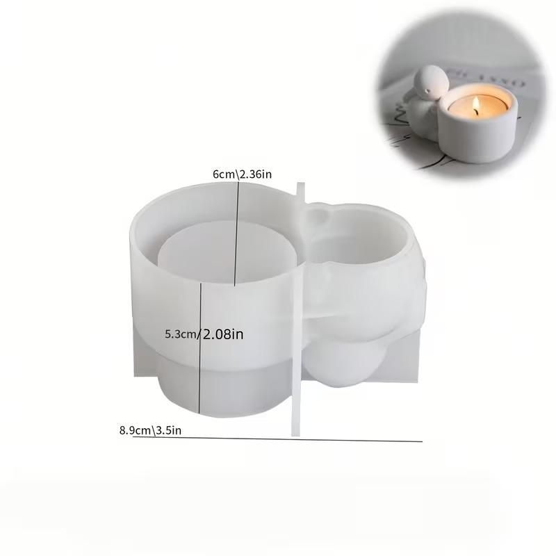 1pcs  Silicone Candle Holder Mold - Cute Rabbit-Shaped Dual-Compartment Design for Candles, Cement Casting - for Home Desk Decor