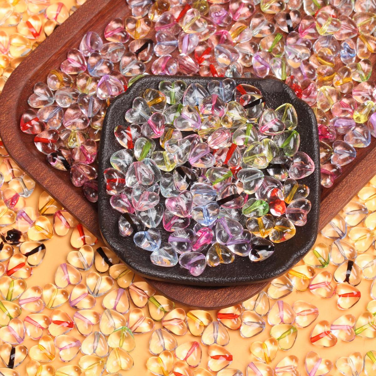 

500 г, около 1420 шт. для изготовления ювелирных изделий, 9*11 мм, прозрачные 9 цветов, свободные бусины-разделители, акриловые бусины в виде сердца, аксессуары для браслета «сделай сам»