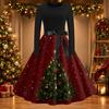 Women's Casual Vintage Christmas Print Neck Dress for Holiday Party
