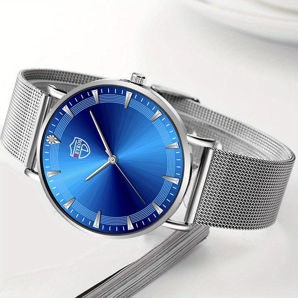 

DEYROS мужские часы, роскошные модные мужские часы, мужские кварцевые наручные часы с сетчатым ремешком из нержавеющей стали, мужские повседневные деловые часы