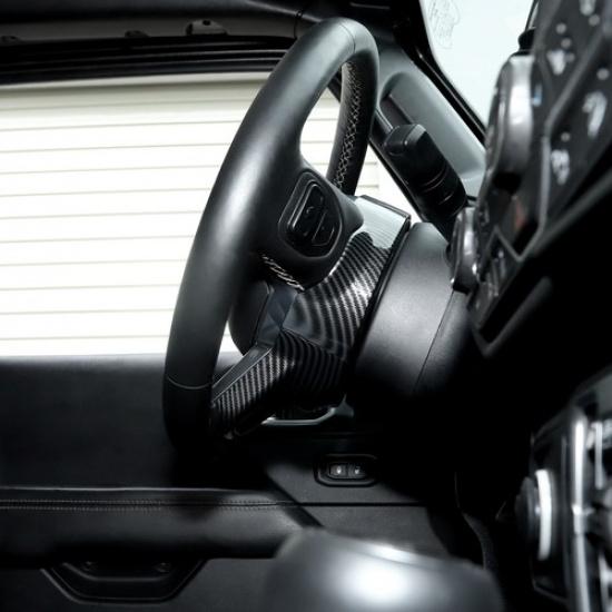 2x Steering Wheel Base Upper Cover Trim Bezels for Jeep Wrangler JL 2018+ Carbon