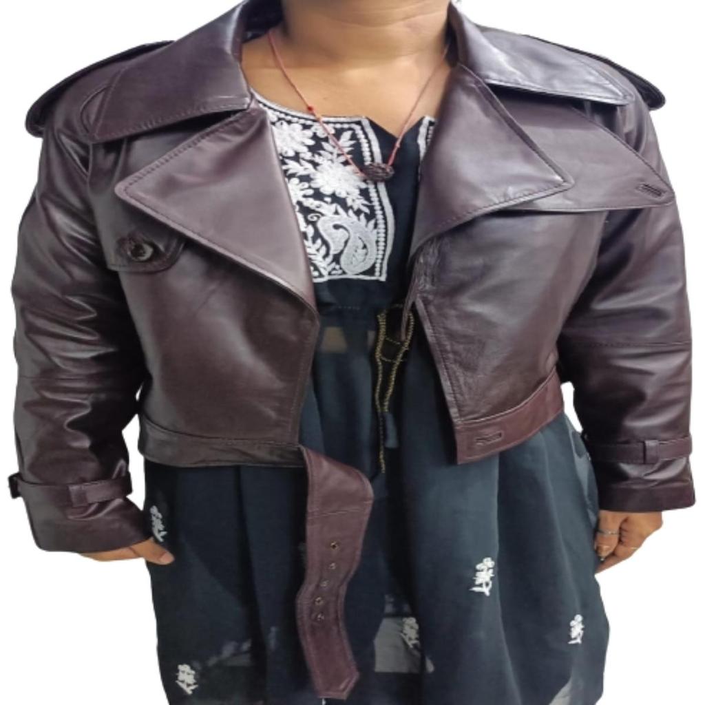 Women's100% Real High Quality Lambskin, Burgundy Leather, Cropped Motor, Biker Short Jacket,Slim Fit, Long Sleeves Beautiful Look,Gift For Her