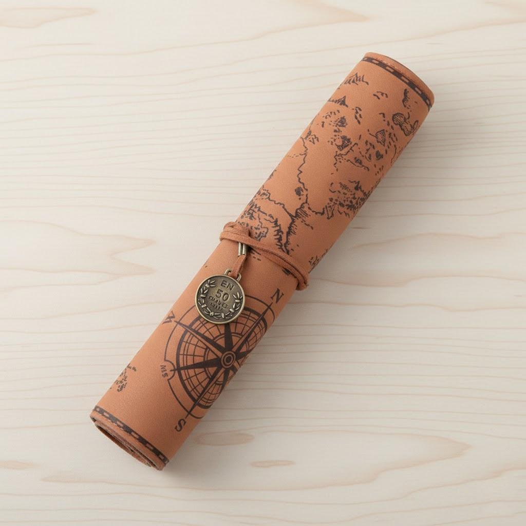 

Retro Vintage Style Luxury PU Leather Roll Pen Bag Pencil Case Popular Office Student Supplies коричневий