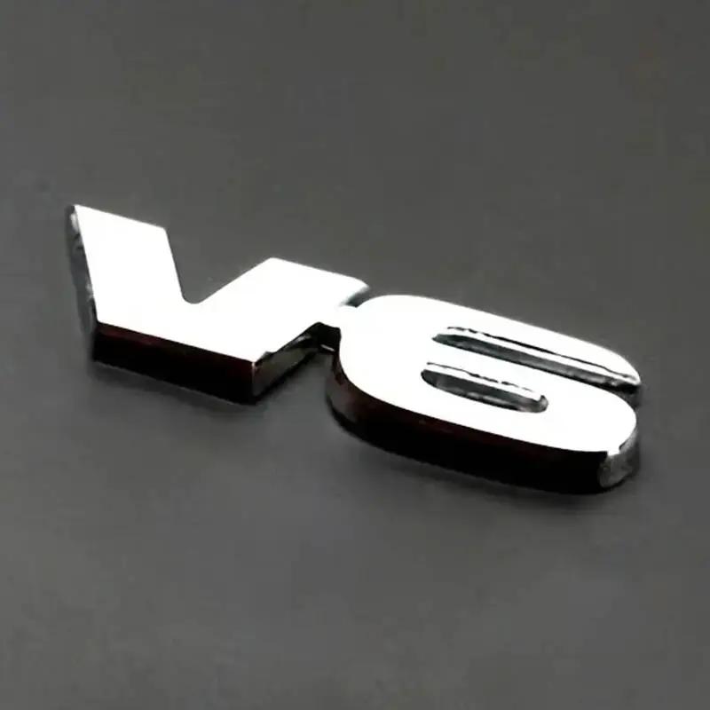 

V6 Car Trunk Rear Side Emblem Badge Sticker 3D Matte Black For Car Motorcycle Truck SUV серебряный
