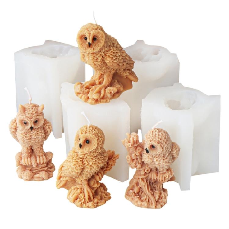 Home Decors Owl Candle Silicone Mould Sturdy Silicone Owl Shaped Candle Casting Mould for Professional and Beginners
