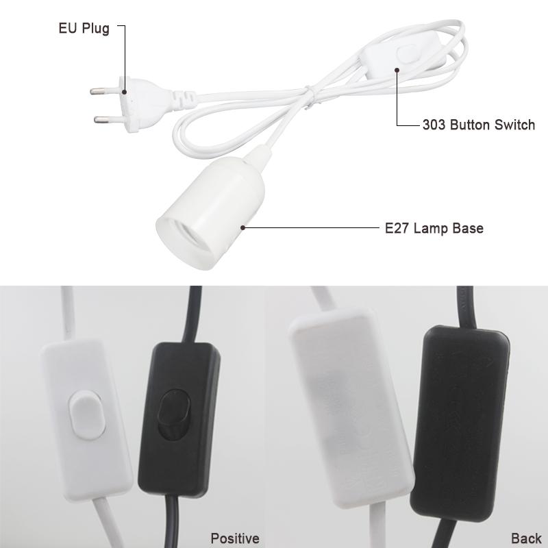 E27 Lamp Bases Pendant Lights 1.8m Power Cord Cable EU/US Plug  Adapter With Switch Wire For Socket Hold