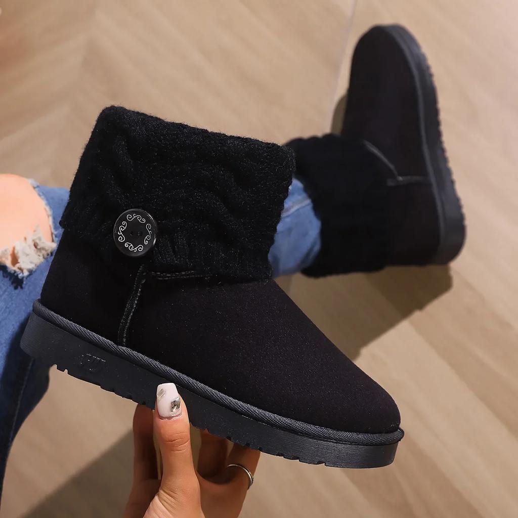 Fashion Ladies Booties Snow Boots Winter 2024 Elegant With Low Heels Comfrtable Footwear Female Ankle Shoes Comfortable Hot Chic Furry