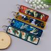 Embroidery Key Fobs Japanese Waves Key Tags Keychain For Motorcycles Cars Key Ring Accessories Jewelry Chaveiro Gifts