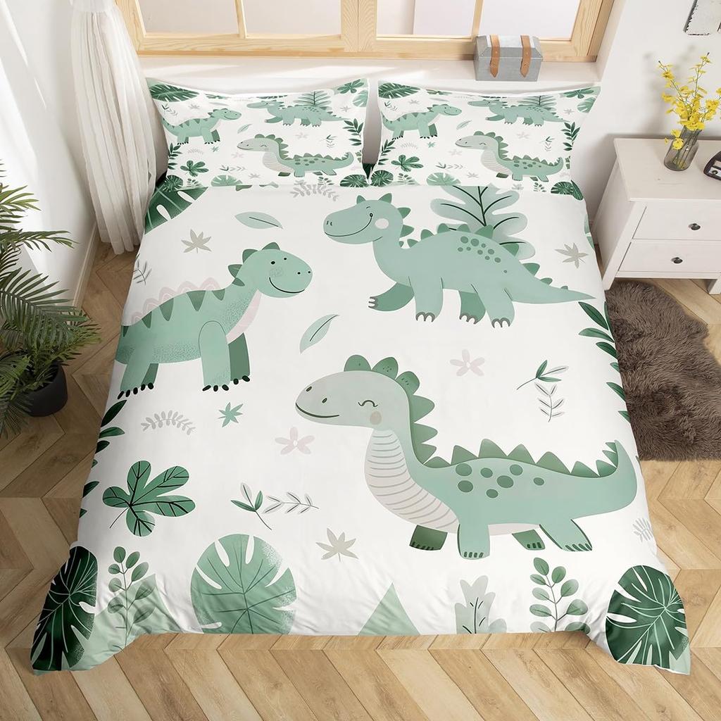 Comforter Dinosaur Boys Girls Cute Cartoon Wild Dino Bedding Set For Kids Jungle Animals Comforter Kawaii