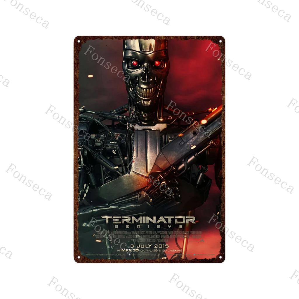 Terminator 2 Movie Metal Poster Tin Sign Classic Movies The Terminator Metal Plates Home Decoration Wall Art Iron Paining