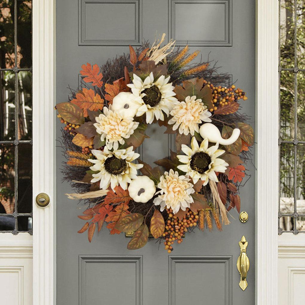 Lebhafter Herbstkranz mit Sonnenblumen und Beeren für die Haustür Herbstkränze für die Haustür 24 Zoll