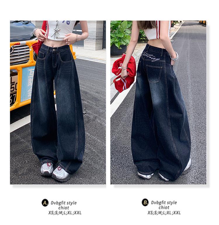 Women's High-Waisted Scimitar Jeans: New Autumn Retro Wide-Leg, Slimming, Drapey Floor-Length Pants