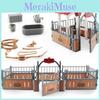 Charming Farmyard Plastic Decor Set Realistic Saddle Barn Pavilion Fence Models