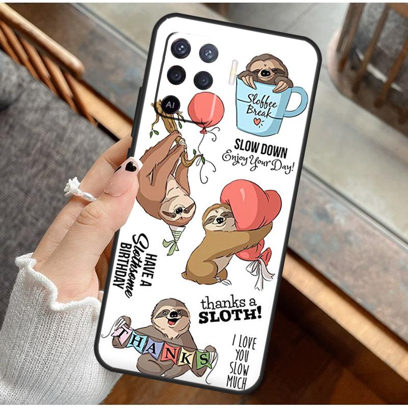 Funny Cute Sloths Phone Case For Oppo A38 A58 A74 A15 A80 A60 A40 A94 A54 A98 A78 A18 A16 A76 A96 A17 A77 A57S