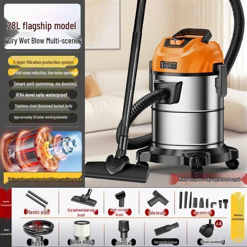 High Suction Power Vacuum Cleaner: Home & Industrial Use, Integrated Sweep & Mop, Dry/Wet Functionality