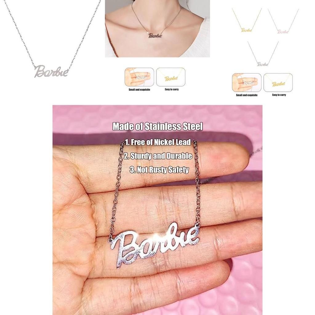 Colar de Letras Barbie da Moda Corrente Hip Hop para Clavícula Para um Visual Personalizado