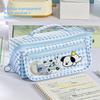 Puppy Grid Stationery Bag Korean Style Dopamine Pencil Pouch Kawaii Prism Pencil Case  Unisex