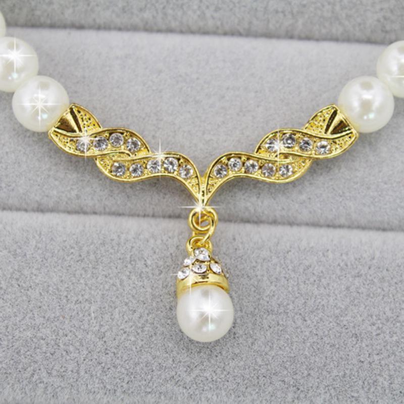 Hochzeit Flügel Engel Faux Perlen Halskette Ohrringe Schmuckset Geschenk