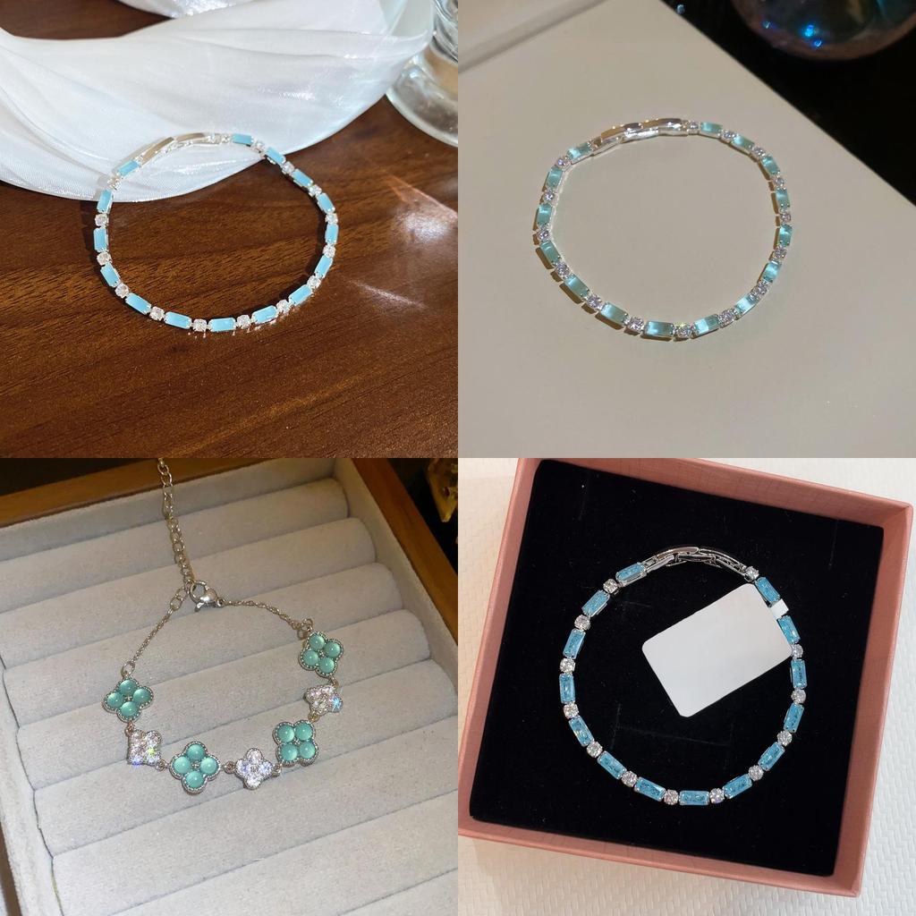 Korean Zircon Square Link Bracelet With Elegant Geometric Design For Women
