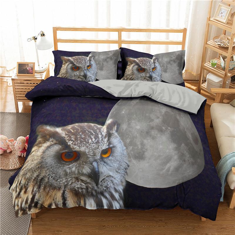 3D Owl Printed Bedding Set Bedroom Quilt and Pillow Case Microfiber Material 2/3 Pieces Bedding Decoration