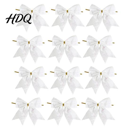 Decorative Bows for Wedding Scenery Glitter Christmas Bow Gold Sparkling Ribbon Hanging Ornament Luxury Style Tree Toppers Wreath Gift Box,