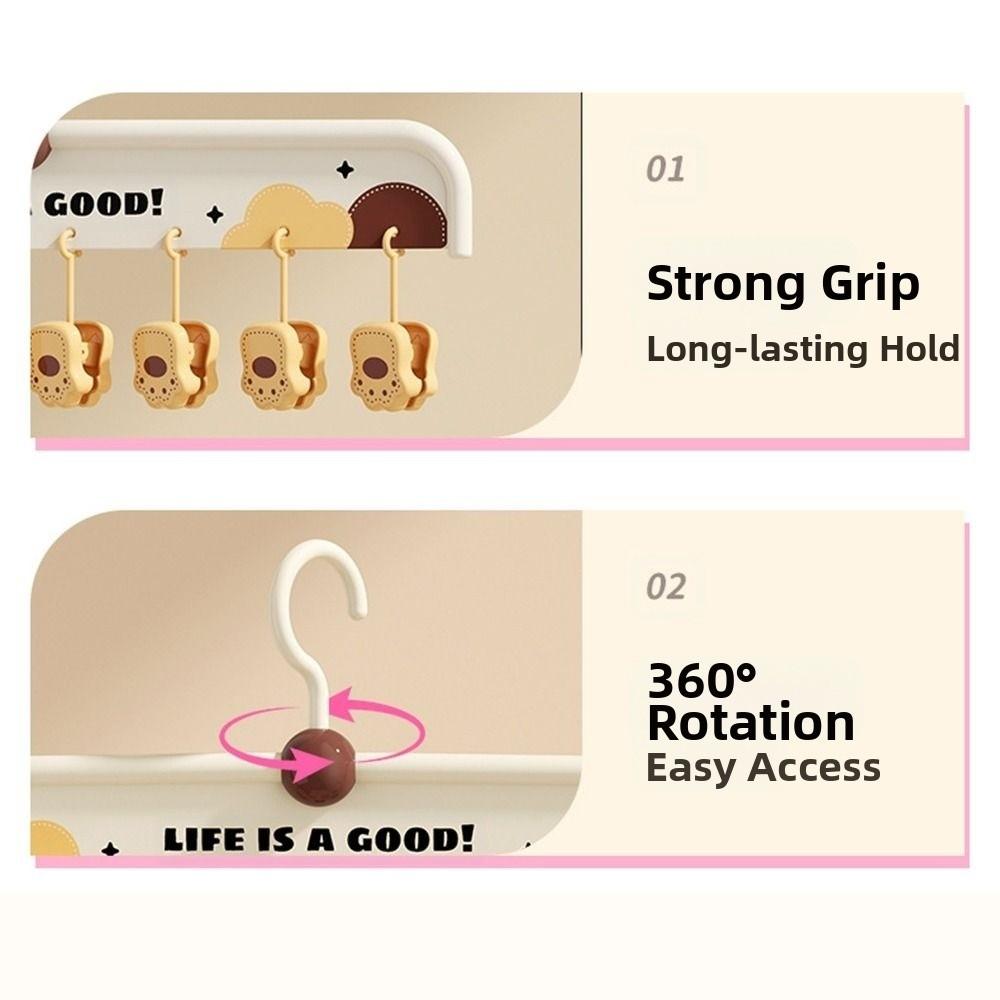 8 Clip Baby Clothes Hangers Multifunctional Portable Clothes Drying Rack Cartoon Paw Shape Windproof Socks Organizer Holder