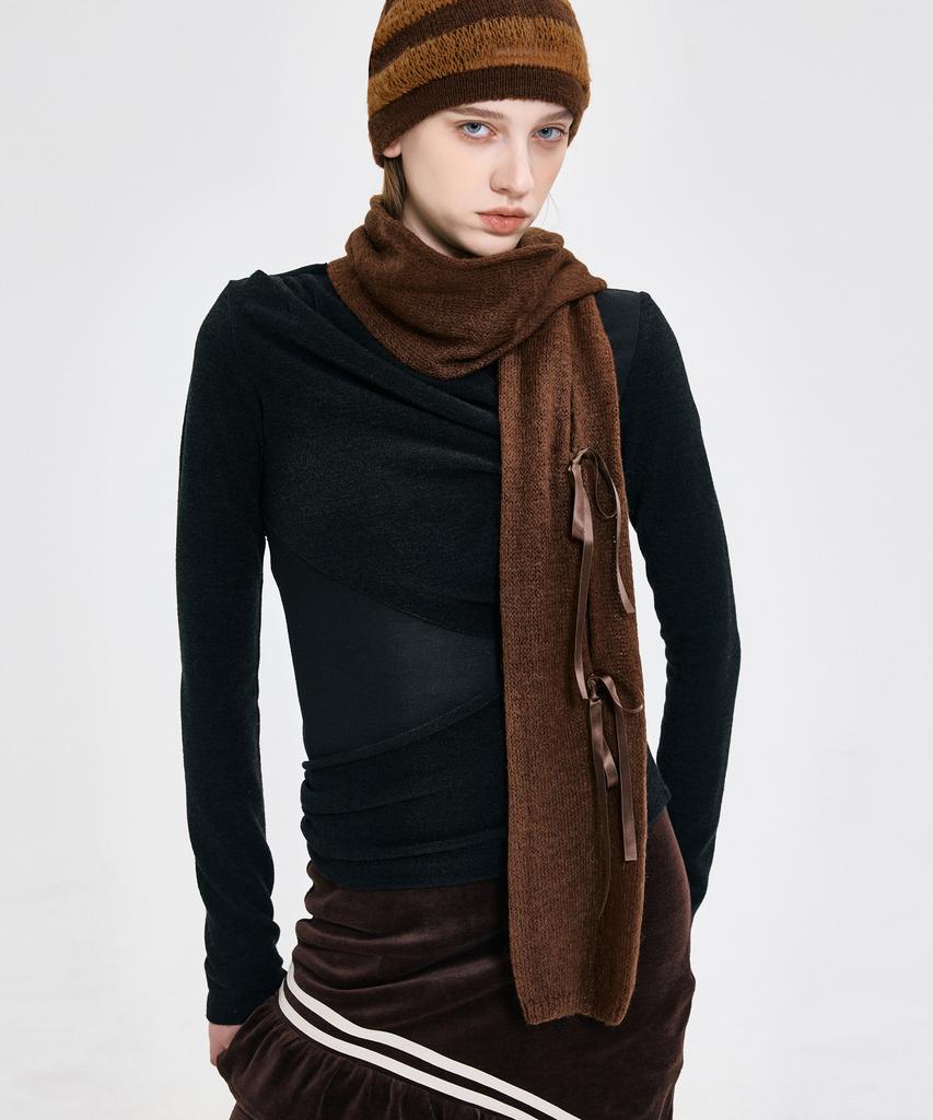 Kimjisu Ribbon Tied Beanie _ Brown